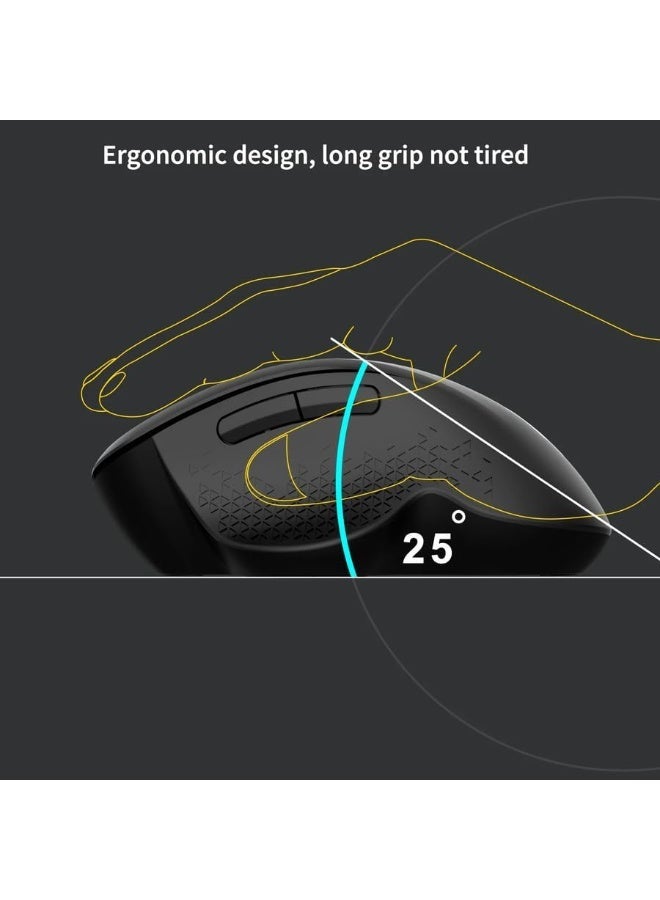 جيرتك ماوس JERTECH W500 اللاسلكي الصامت القابل لإعادة الشحن ثنائي الوضع، بلوتوث / 2.4 جيجا هرتز، بمدى 10 أمتار - 6 أزرار - زر تشغيل/إيقاف موفر للطاقة - دقة 2400 نقطة في البوصة - خفيف الوزن - مناسب للألعاب والأعمال | أسود - Image 3